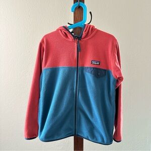 Patagonia Kids Micro D Fleece Hoodie - Red & Blue (Size S 7-8)
